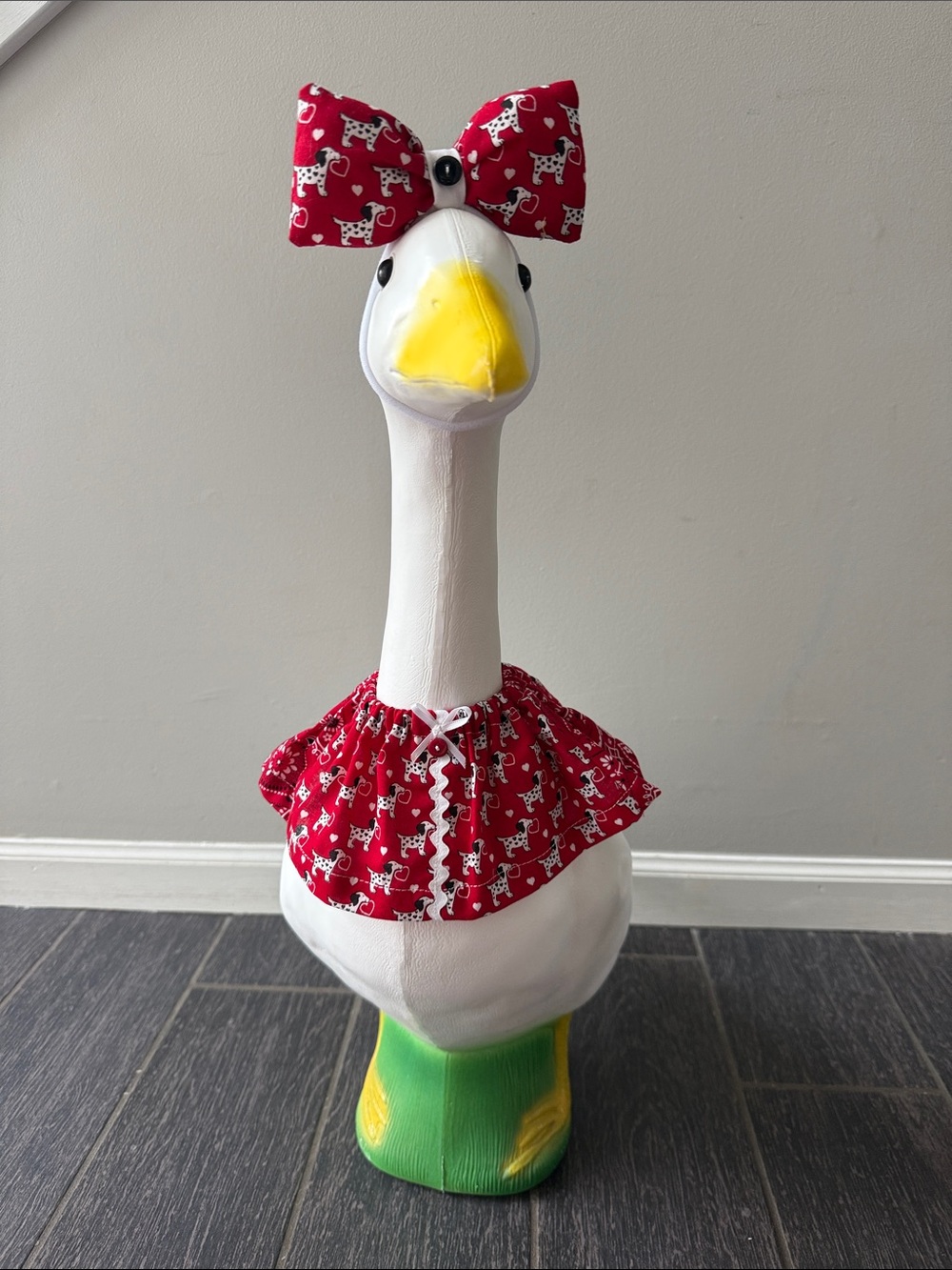 NEW 23” Porch Goose Mini Red Dog Outfit with Bow